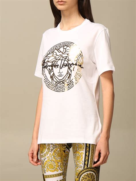 versace wit tshirt met zwart zakje|Versace Women's T.